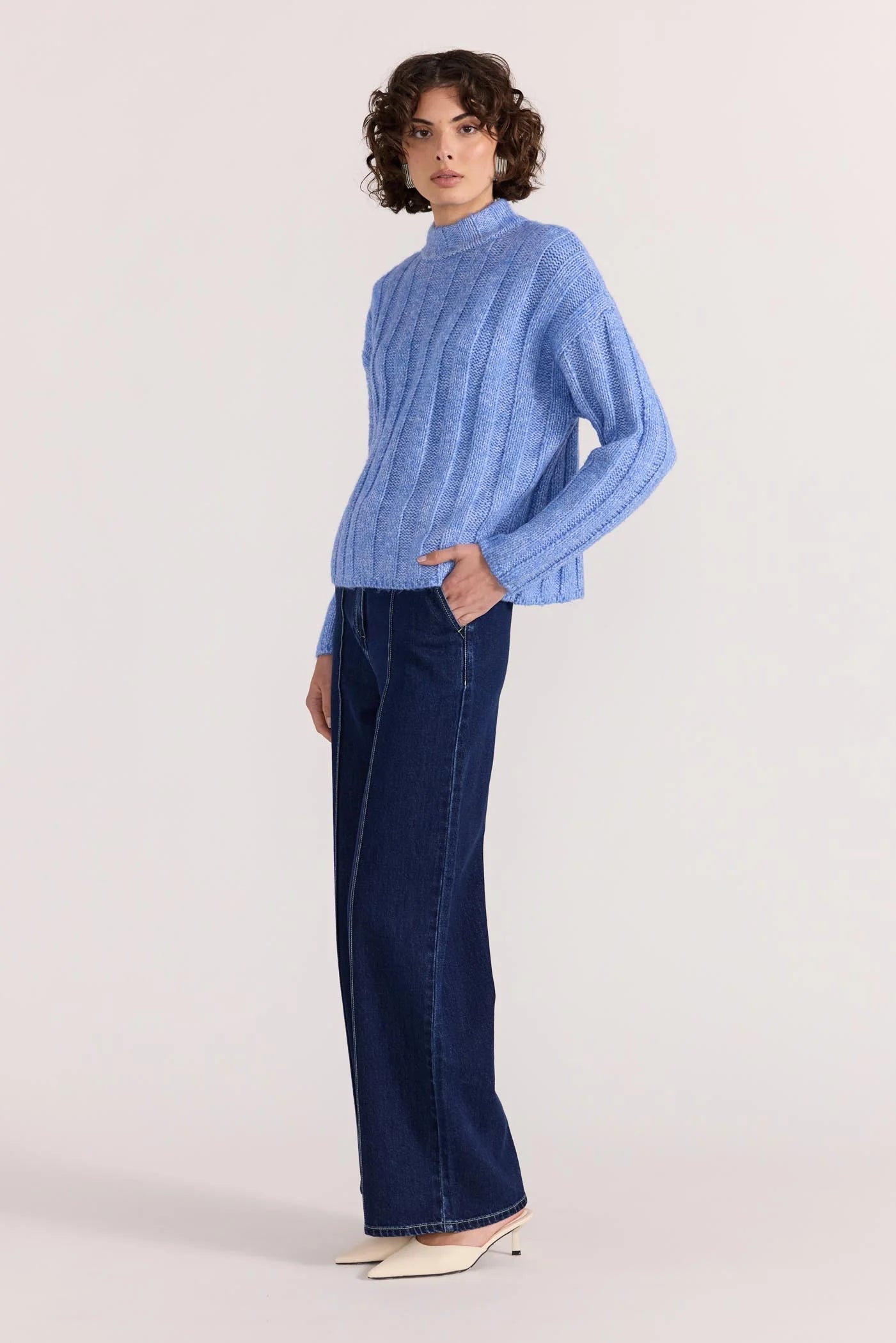 Macy Cozy Rib Jumper - Blue Marle