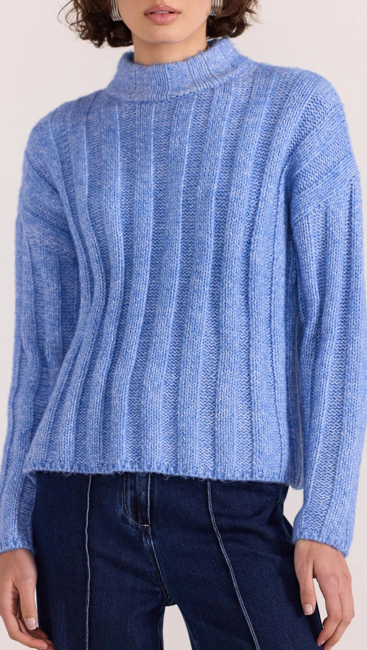 Macy Cozy Rib Jumper - Blue Marle