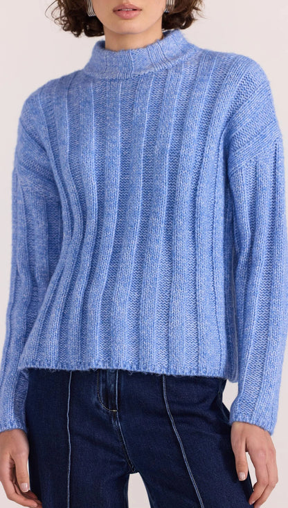 Macy Cozy Rib Jumper - Blue Marle
