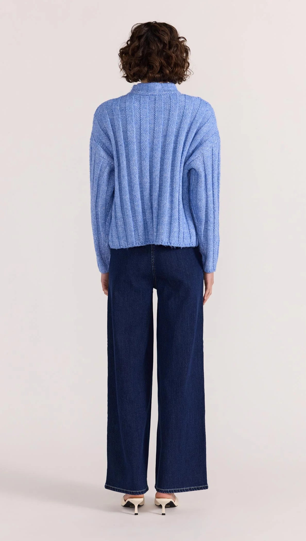 Macy Cozy Rib Jumper - Blue Marle