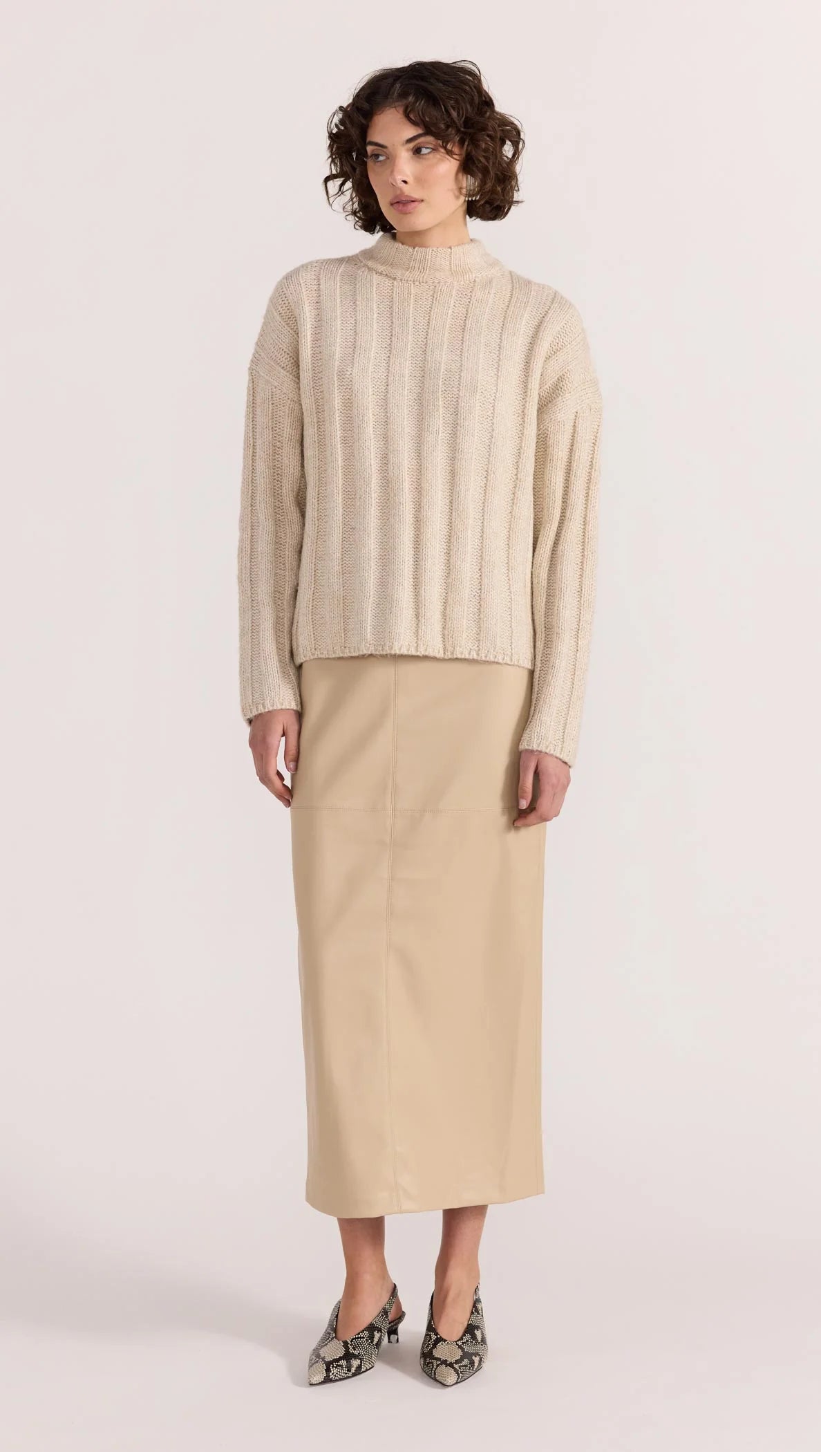 Macy Cozy Rib Jumper - Oat Marle