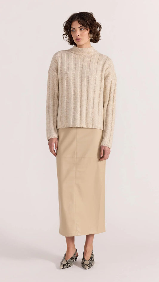 Macy Cozy Rib Jumper - Oat Marle
