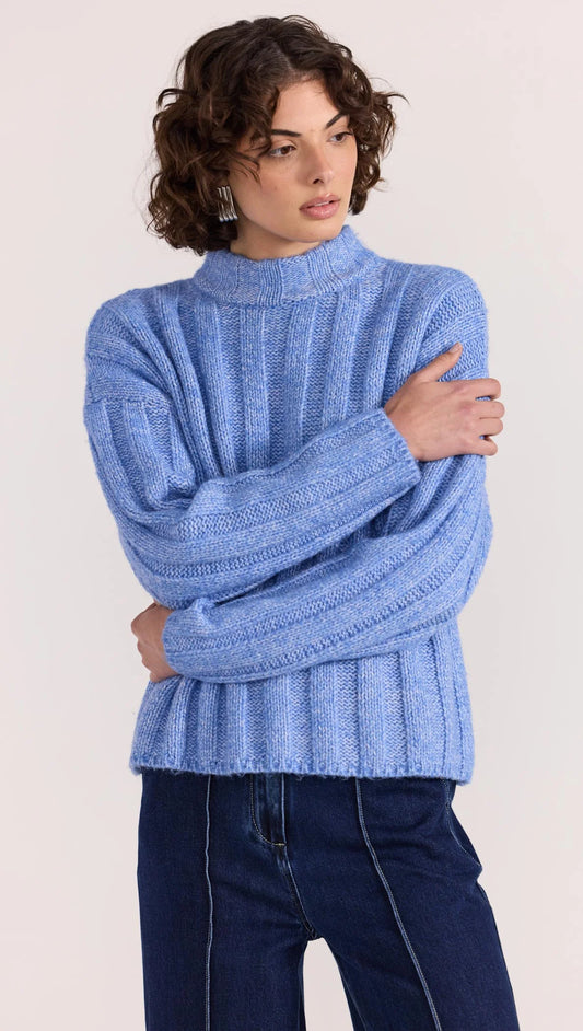 Macy Cozy Rib Jumper - Blue Marle
