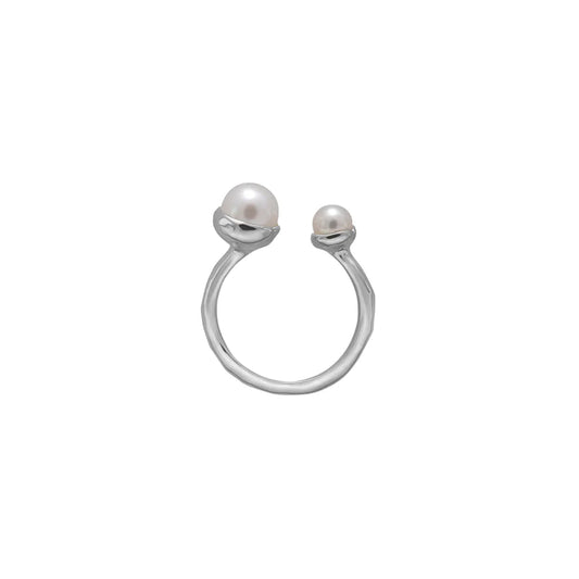 Riviera Double Pearl Ring Sterling Silver