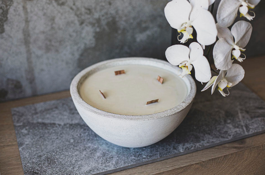Large Refillable  Concrete Candle - Kauai Coconut