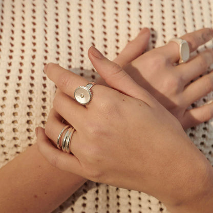 Halcyon Shield Ring in Sterling Silver
