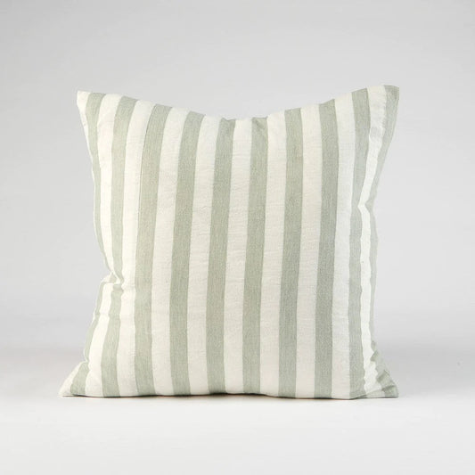 Santi Linen Cushion - Off White/Pistachio Stripe
