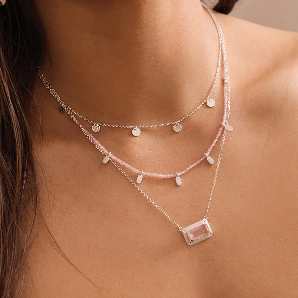 Rose Quartz Choker in Sterling Silver