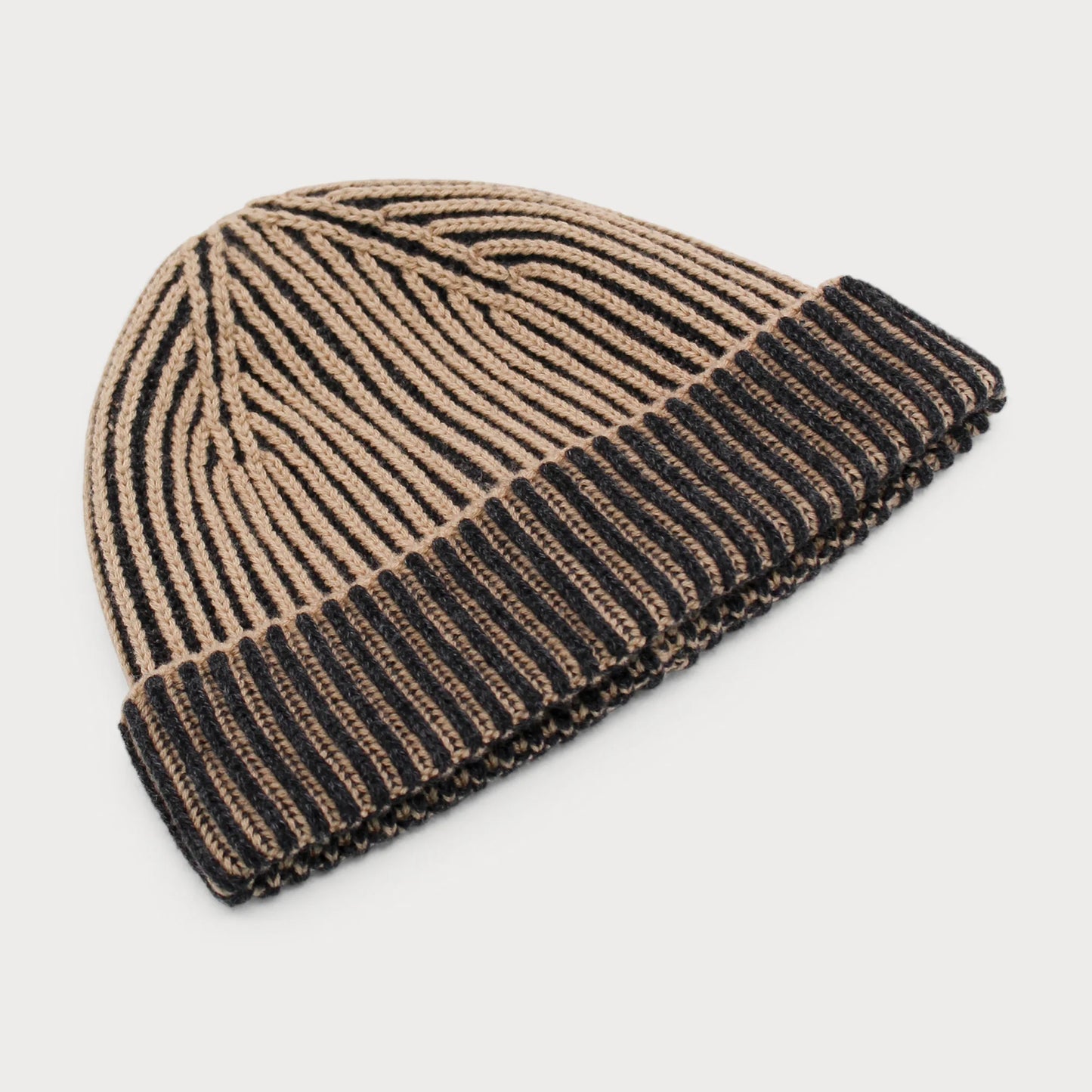 Arista Recycled-Polyester Ribbed Knit Beanie in Charcoal Black